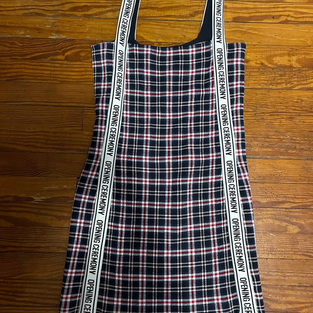 Opening Ceremony Plaid Dress with Straps